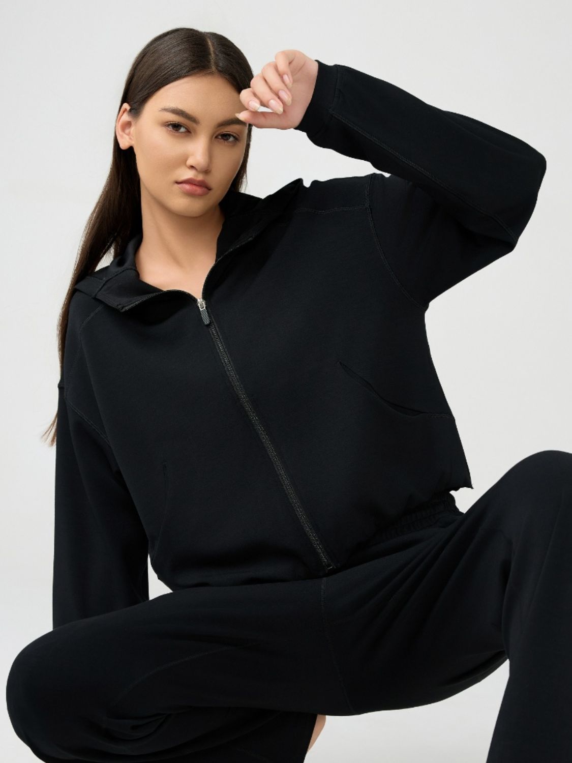 Millennia Zip Up Dropped Shouder Active Hoodie