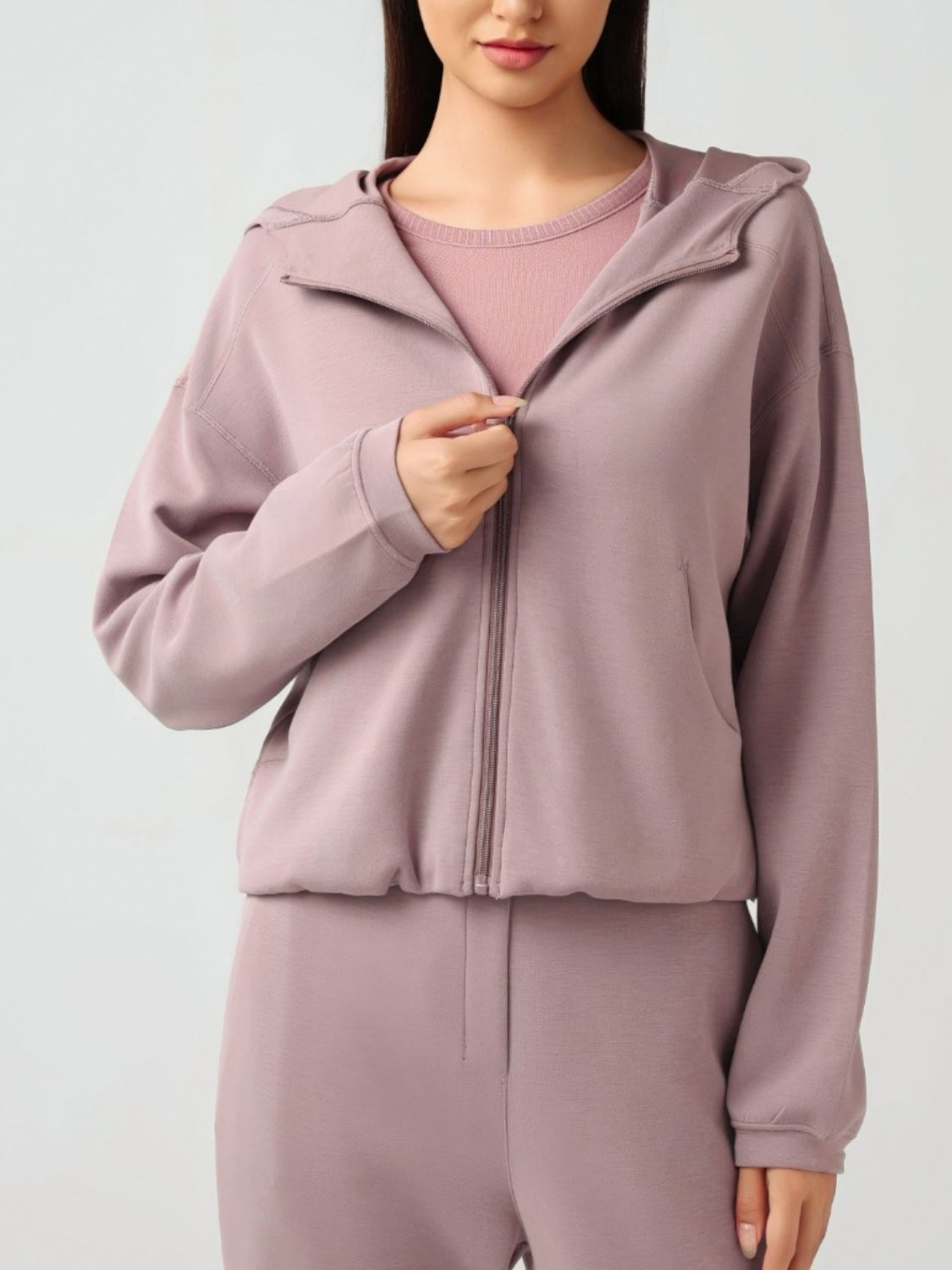 Millennia Zip Up Dropped Shouder Active Hoodie