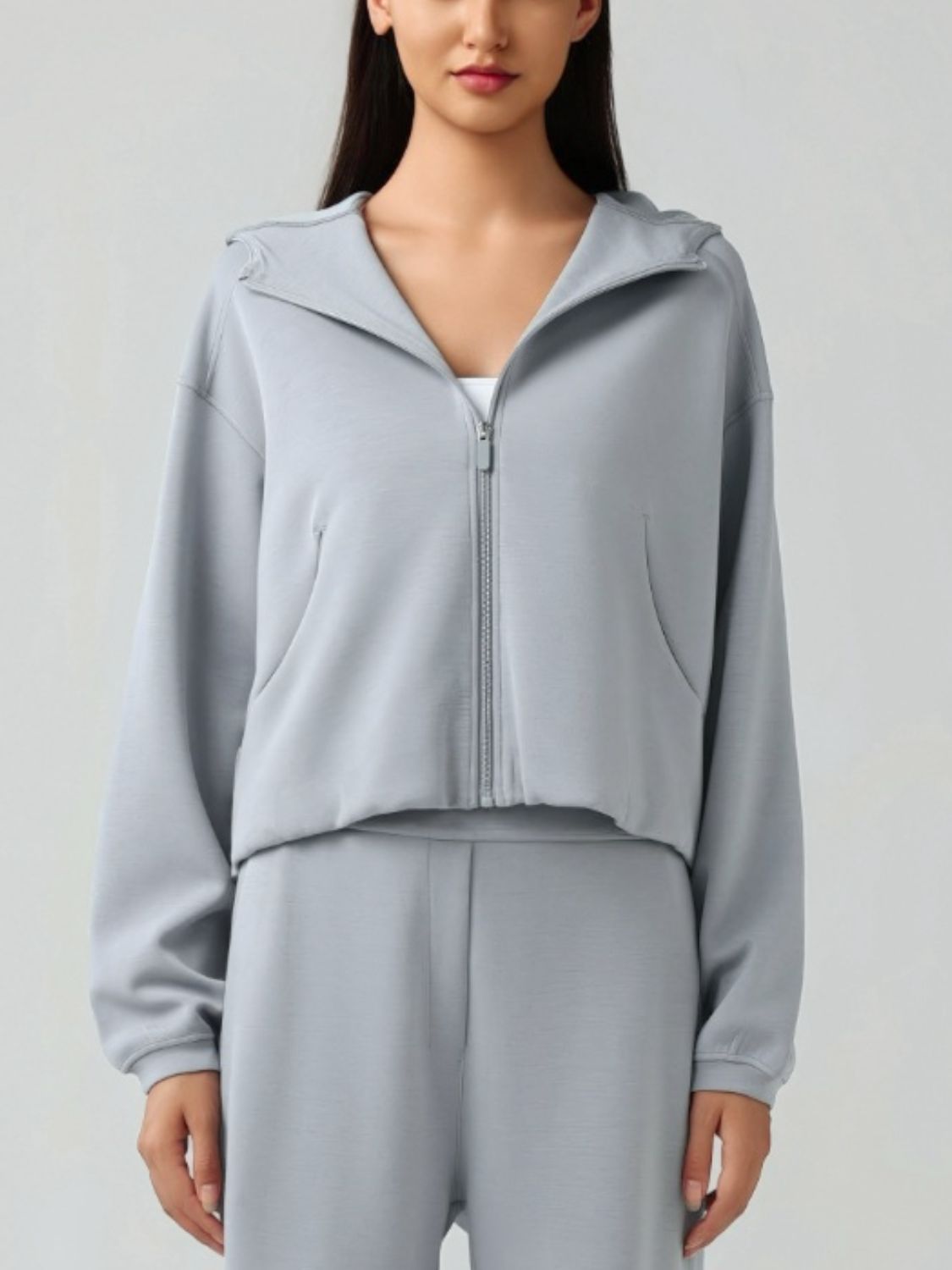 Millennia Zip Up Dropped Shouder Active Hoodie