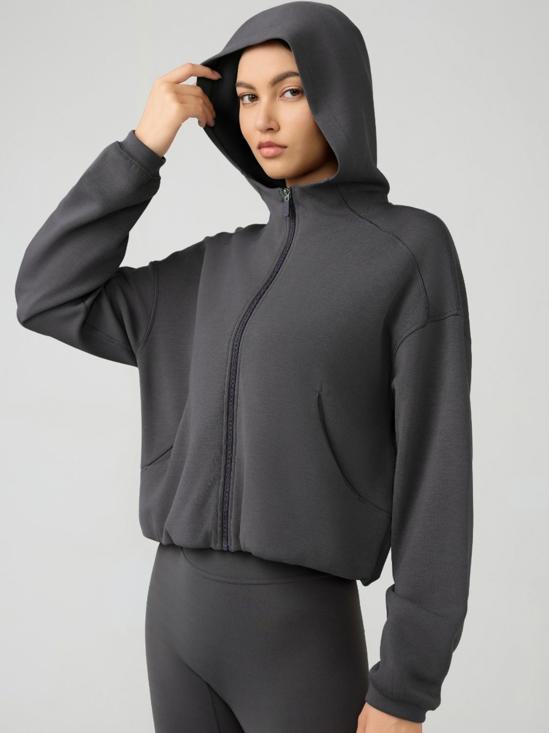 Millennia Zip Up Dropped Shouder Active Hoodie