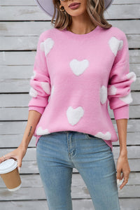 Angel Wings Heart Round Neck Long Sleeve Sweater