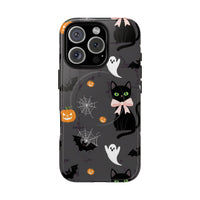 Spooky Halloween Phone Case, Tough Cases for Halloween Lovers, Cat & Ghost Design, Creative Phone Accessories