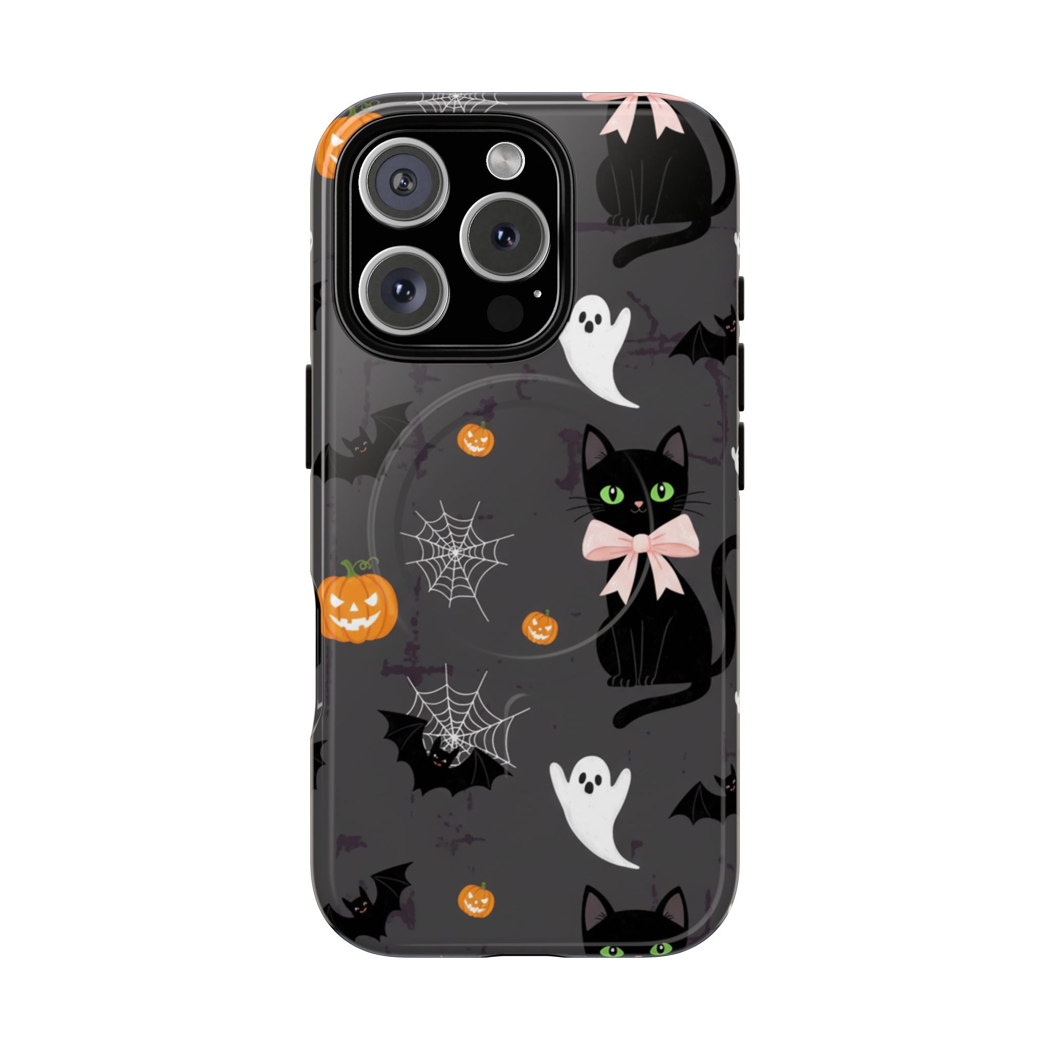 Spooky Halloween Phone Case, Tough Cases for Halloween Lovers, Cat & Ghost Design, Creative Phone Accessories
