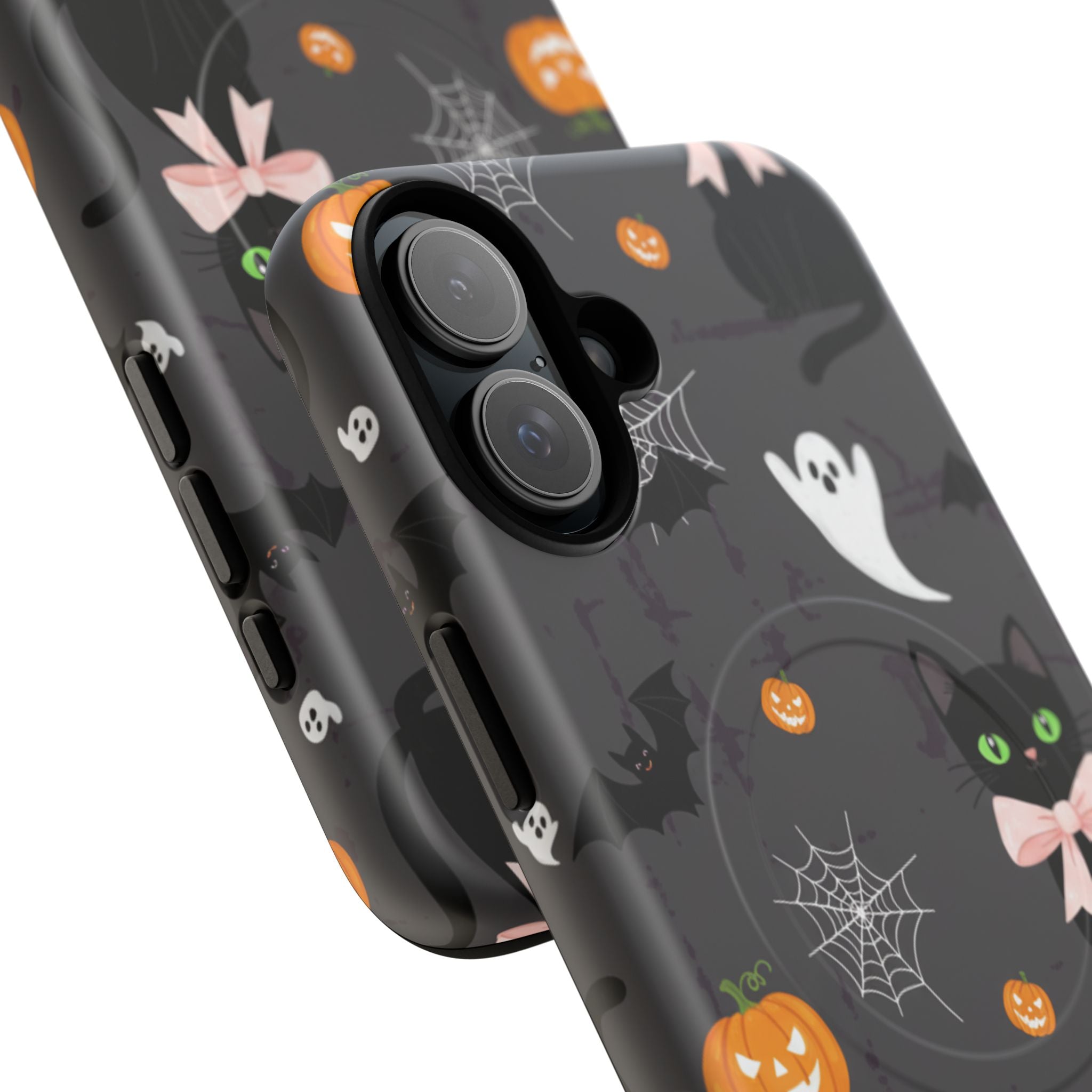 Spooky Halloween Phone Case, Tough Cases for Halloween Lovers, Cat & Ghost Design, Creative Phone Accessories