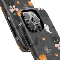 Spooky Halloween Phone Case, Tough Cases for Halloween Lovers, Cat & Ghost Design, Creative Phone Accessories