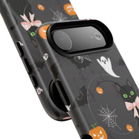Spooky Halloween Phone Case, Tough Cases for Halloween Lovers, Cat & Ghost Design, Creative Phone Accessories