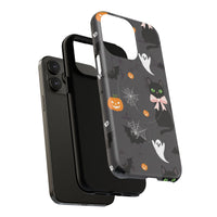 Spooky Halloween Phone Case, Tough Cases for Halloween Lovers, Cat & Ghost Design, Creative Phone Accessories