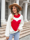 Angel Wings Heart Graphic Round Neck Sweater