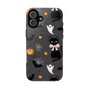 Spooky Halloween Phone Case, Tough Cases for Halloween Lovers, Cat & Ghost Design, Creative Phone Accessories