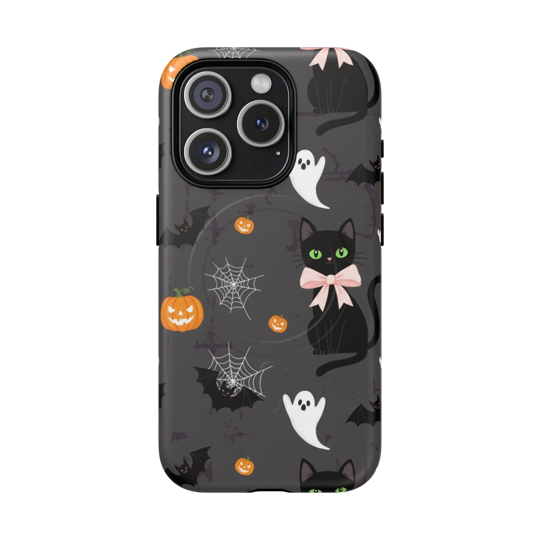 Spooky Halloween Phone Case, Tough Cases for Halloween Lovers, Cat & Ghost Design, Creative Phone Accessories