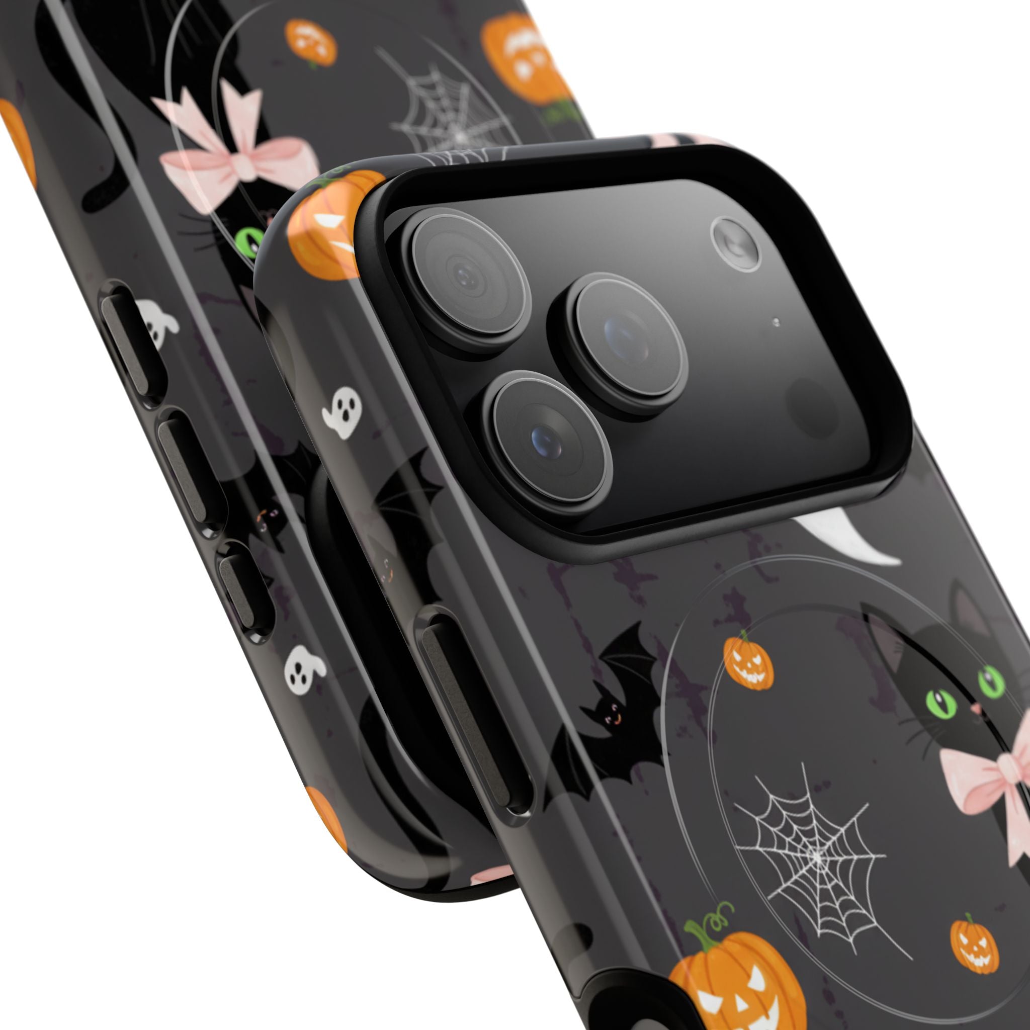 Spooky Halloween Phone Case, Tough Cases for Halloween Lovers, Cat & Ghost Design, Creative Phone Accessories