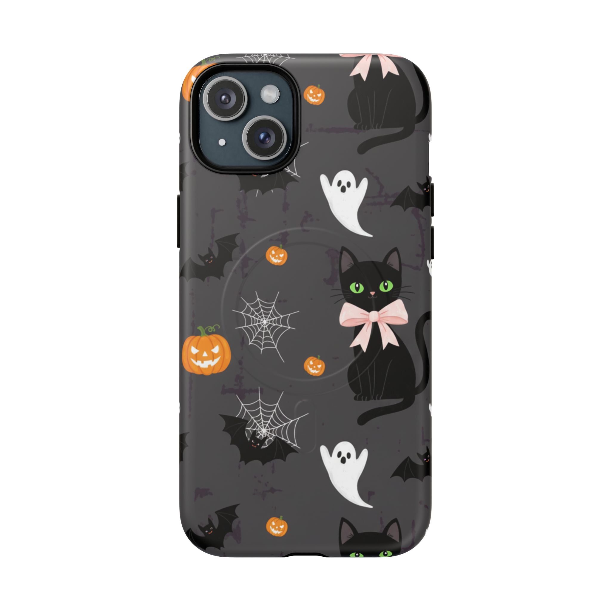 Spooky Halloween Phone Case, Tough Cases for Halloween Lovers, Cat & Ghost Design, Creative Phone Accessories