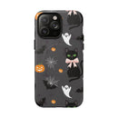 Spooky Halloween Phone Case, Tough Cases for Halloween Lovers, Cat & Ghost Design, Creative Phone Accessories