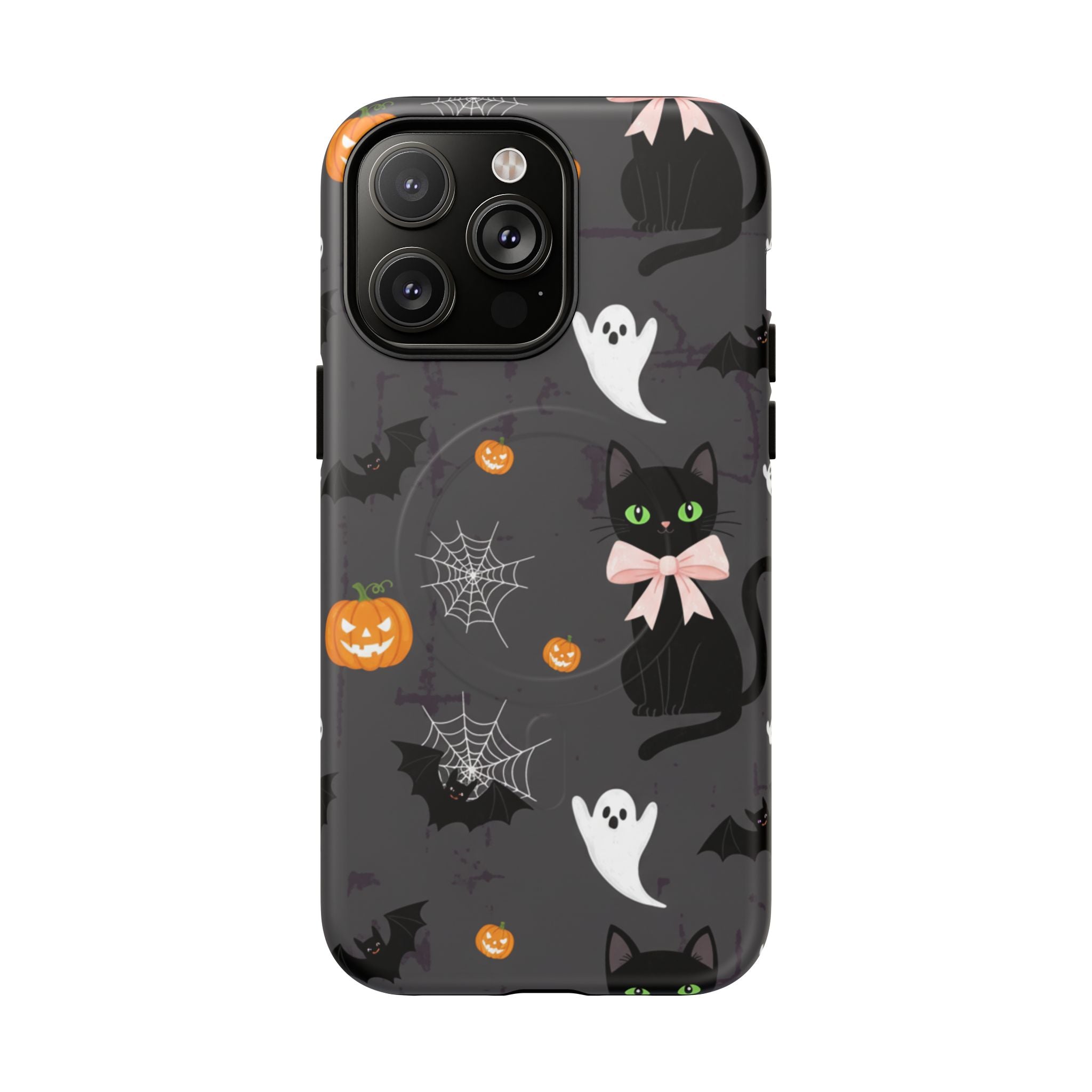 Spooky Halloween Phone Case, Tough Cases for Halloween Lovers, Cat & Ghost Design, Creative Phone Accessories