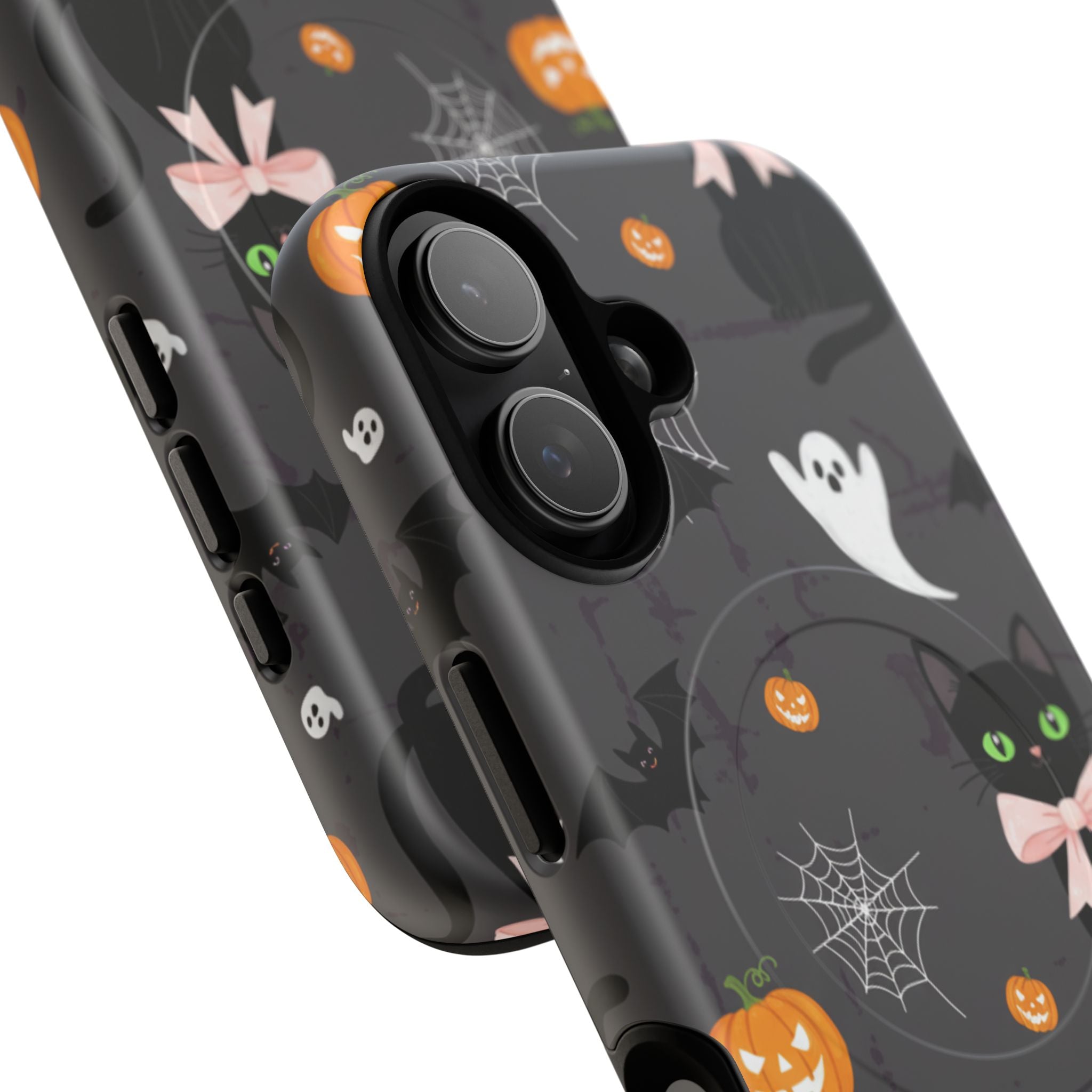 Spooky Halloween Phone Case, Tough Cases for Halloween Lovers, Cat & Ghost Design, Creative Phone Accessories
