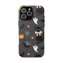 Spooky Halloween Phone Case, Tough Cases for Halloween Lovers, Cat & Ghost Design, Creative Phone Accessories