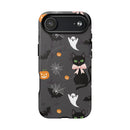 Spooky Halloween Phone Case, Tough Cases for Halloween Lovers, Cat & Ghost Design, Creative Phone Accessories