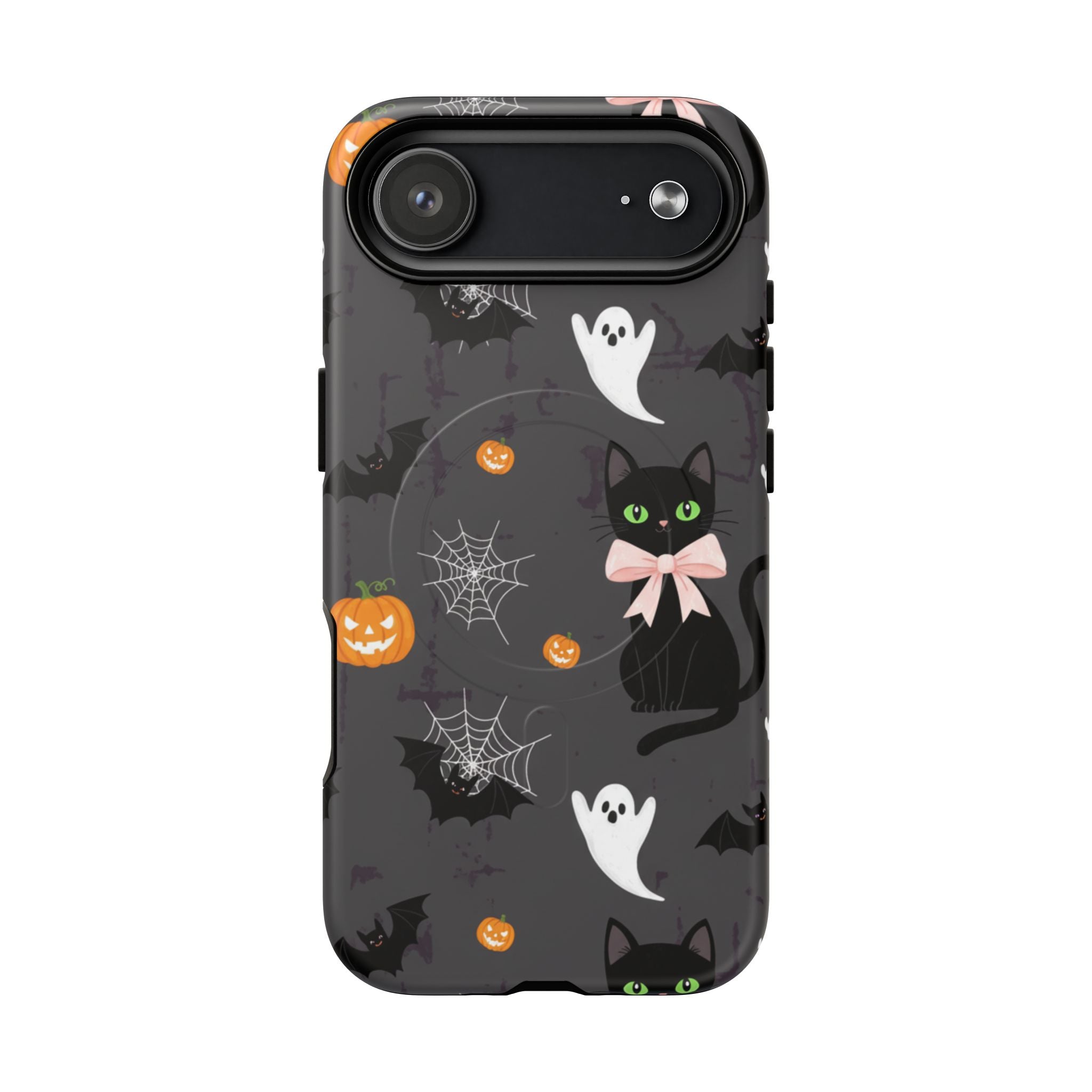 Spooky Halloween Phone Case, Tough Cases for Halloween Lovers, Cat & Ghost Design, Creative Phone Accessories