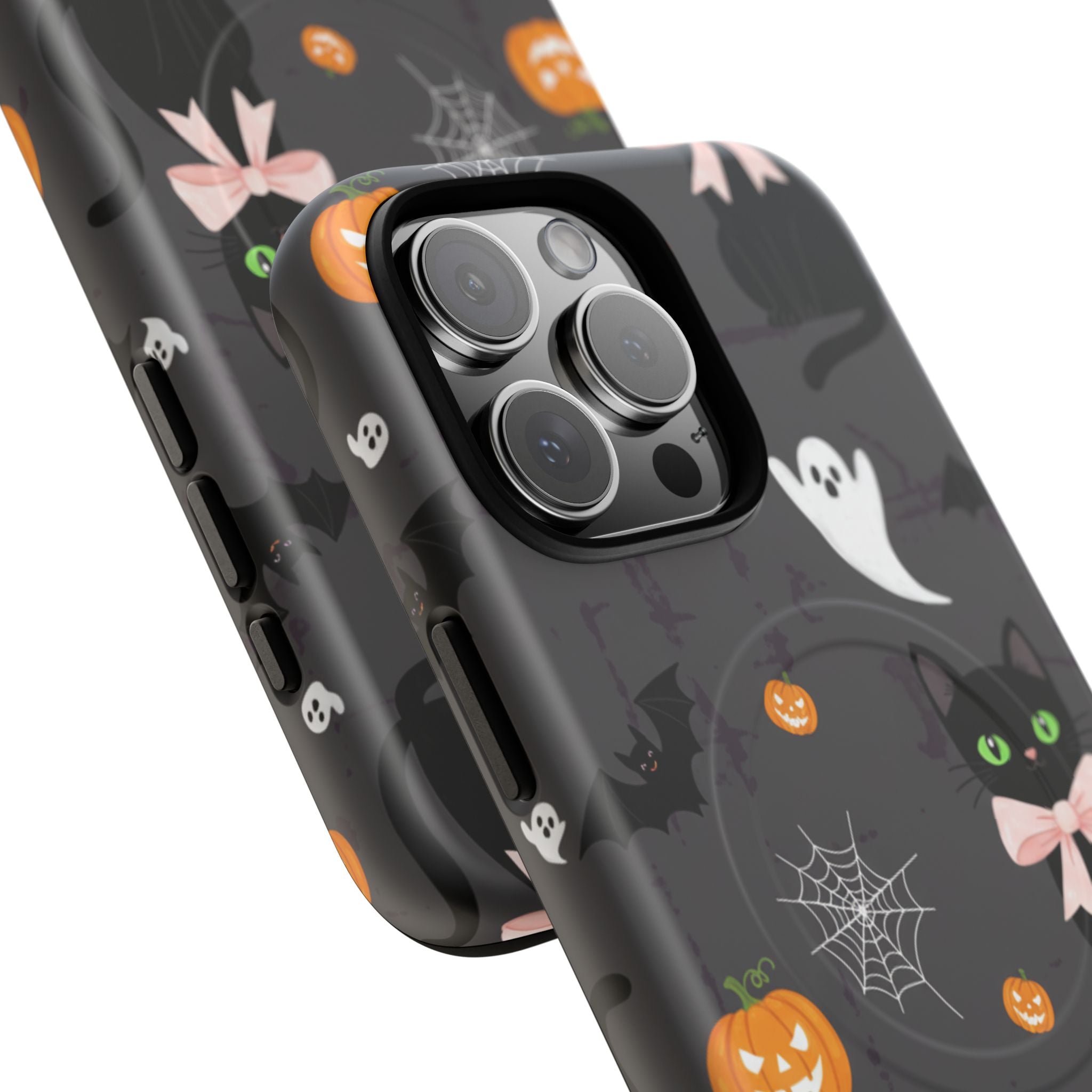 Spooky Halloween Phone Case, Tough Cases for Halloween Lovers, Cat & Ghost Design, Creative Phone Accessories