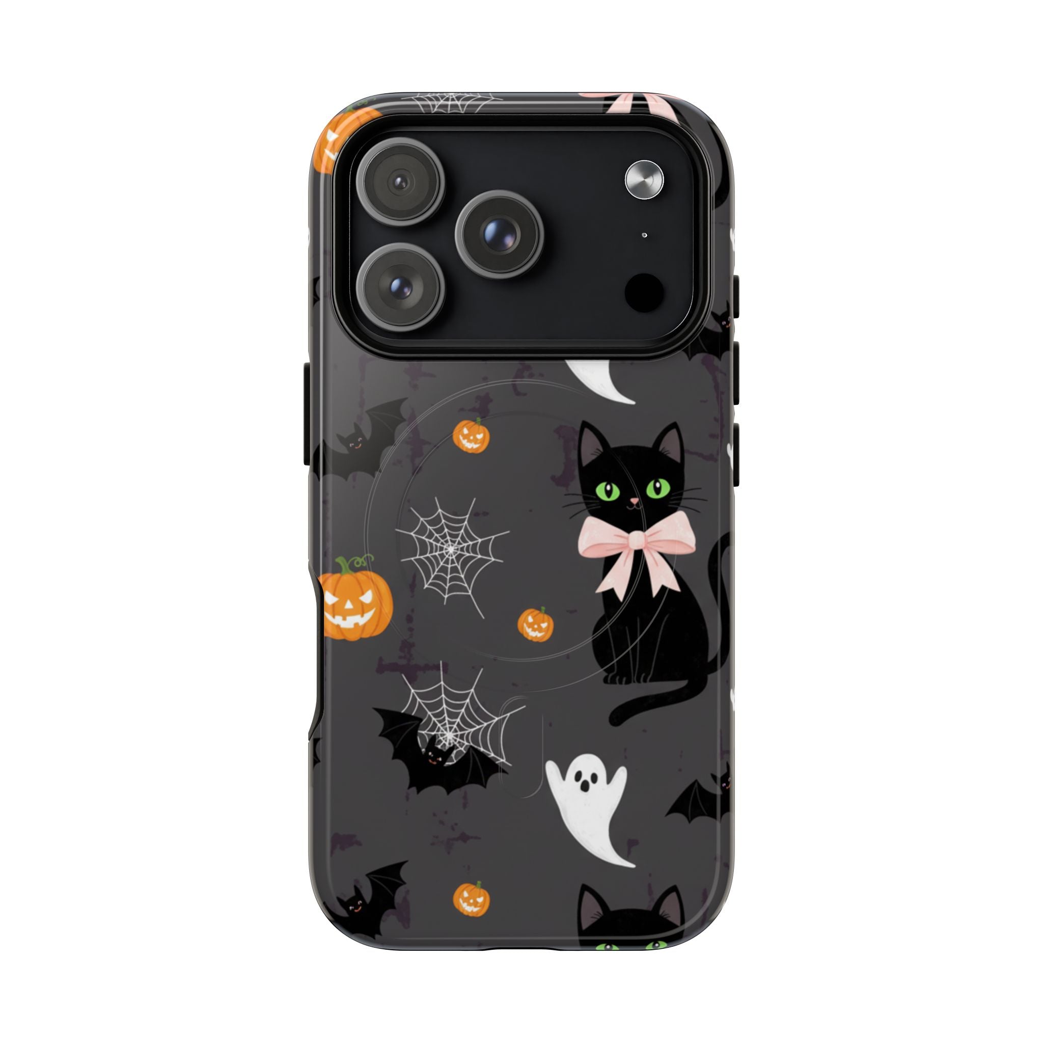Spooky Halloween Phone Case, Tough Cases for Halloween Lovers, Cat & Ghost Design, Creative Phone Accessories