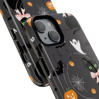 Spooky Halloween Phone Case, Tough Cases for Halloween Lovers, Cat & Ghost Design, Creative Phone Accessories
