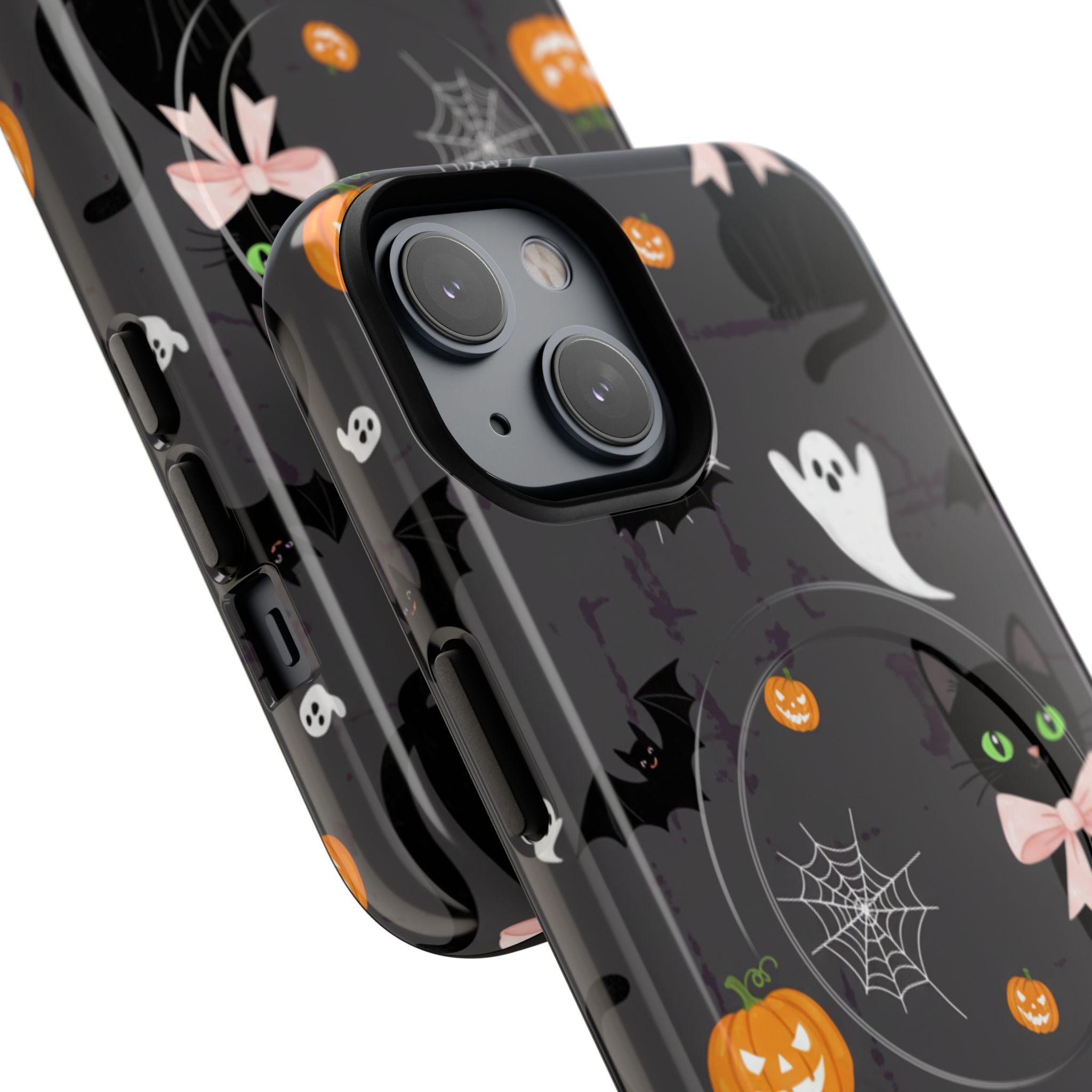Spooky Halloween Phone Case, Tough Cases for Halloween Lovers, Cat & Ghost Design, Creative Phone Accessories