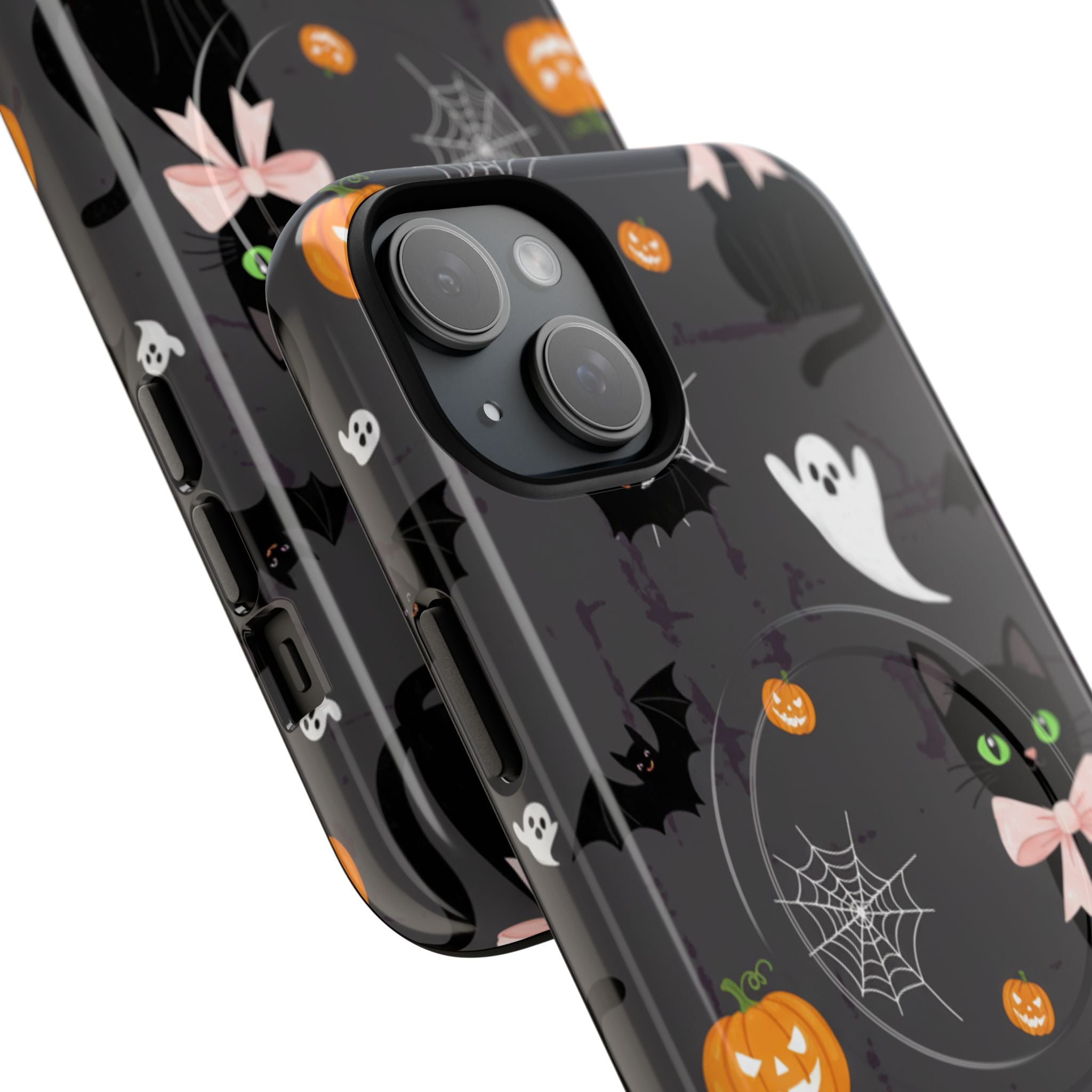 Spooky Halloween Phone Case, Tough Cases for Halloween Lovers, Cat & Ghost Design, Creative Phone Accessories