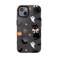 Spooky Halloween Phone Case, Tough Cases for Halloween Lovers, Cat & Ghost Design, Creative Phone Accessories