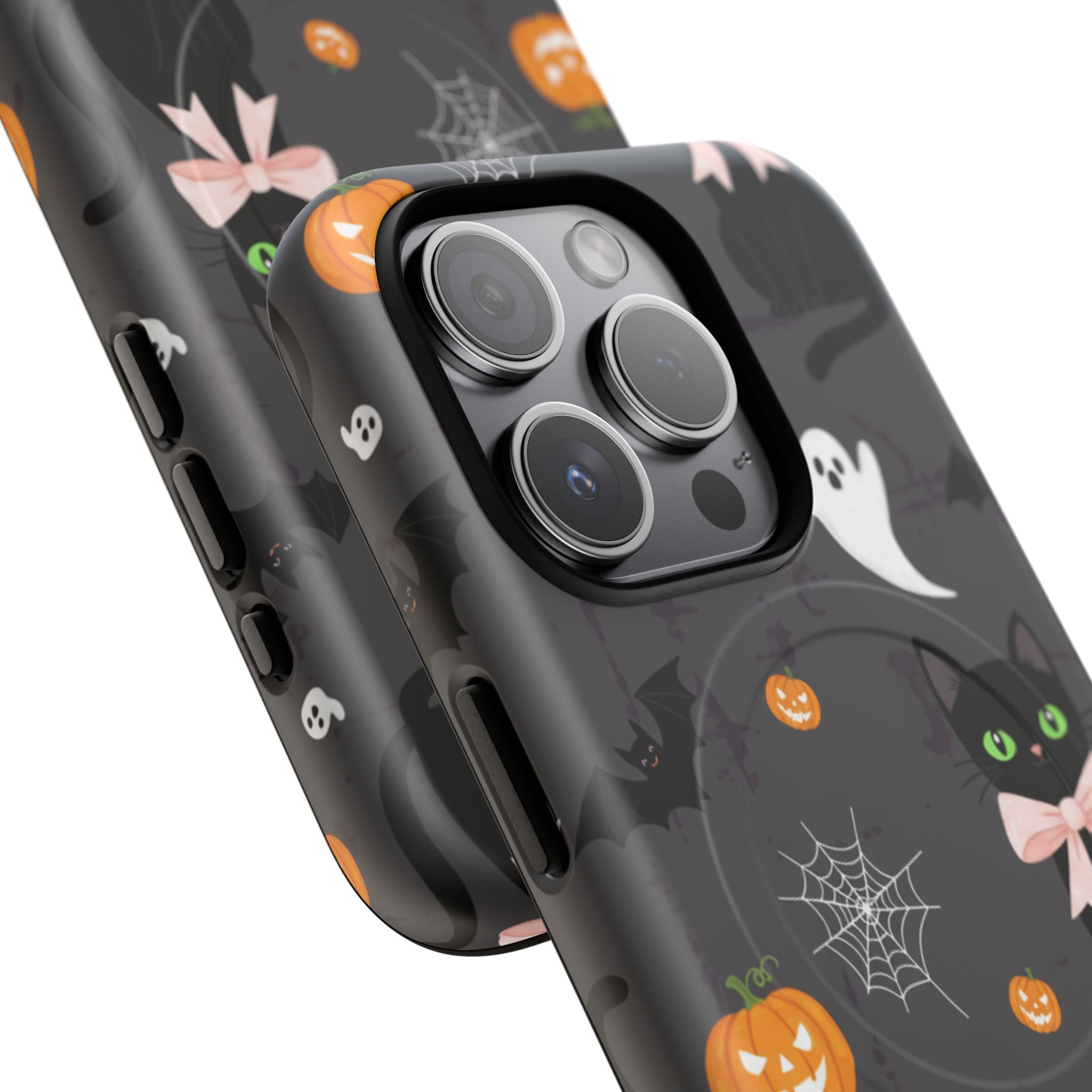 Spooky Halloween Phone Case, Tough Cases for Halloween Lovers, Cat & Ghost Design, Creative Phone Accessories