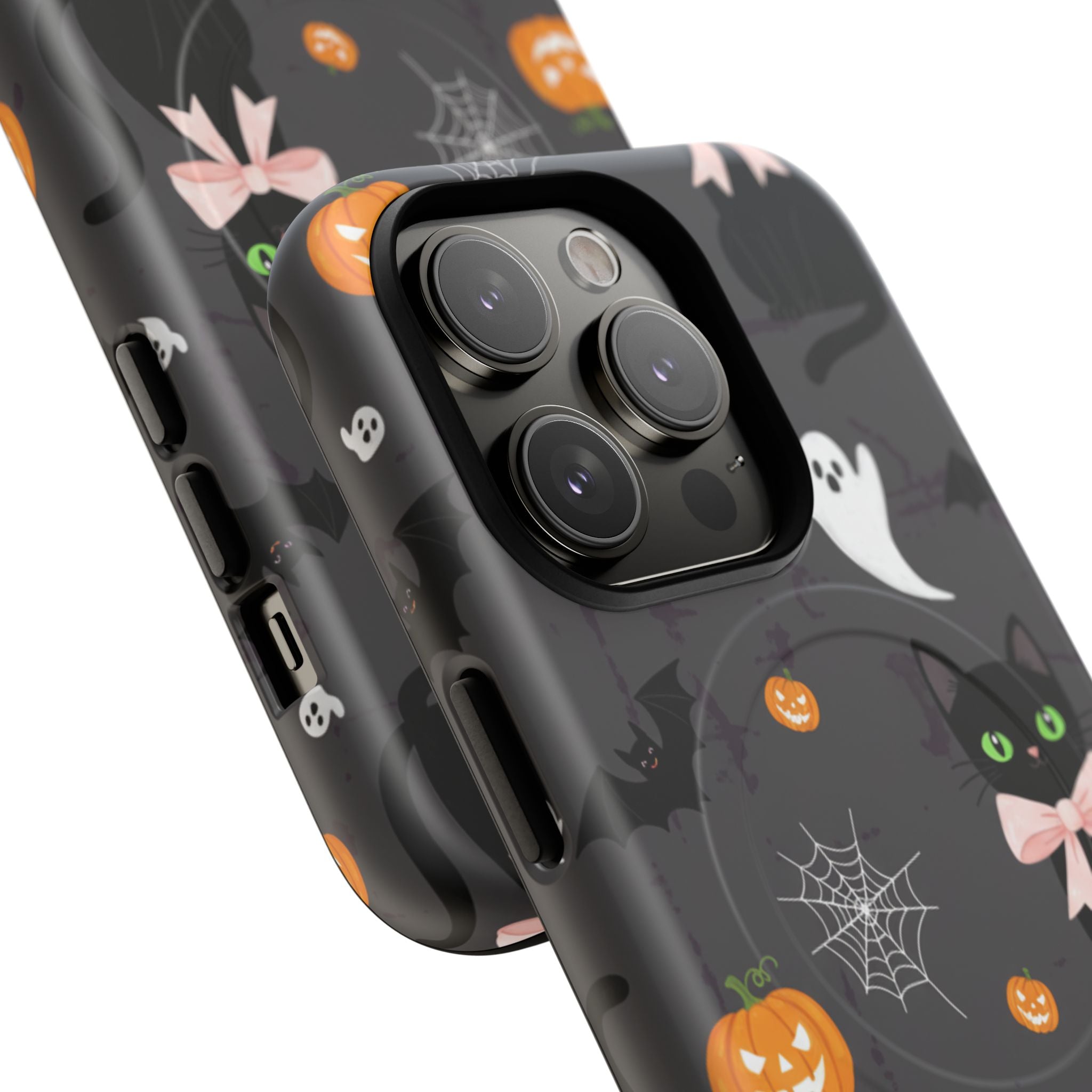 Spooky Halloween Phone Case, Tough Cases for Halloween Lovers, Cat & Ghost Design, Creative Phone Accessories