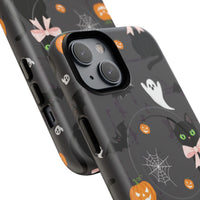 Spooky Halloween Phone Case, Tough Cases for Halloween Lovers, Cat & Ghost Design, Creative Phone Accessories