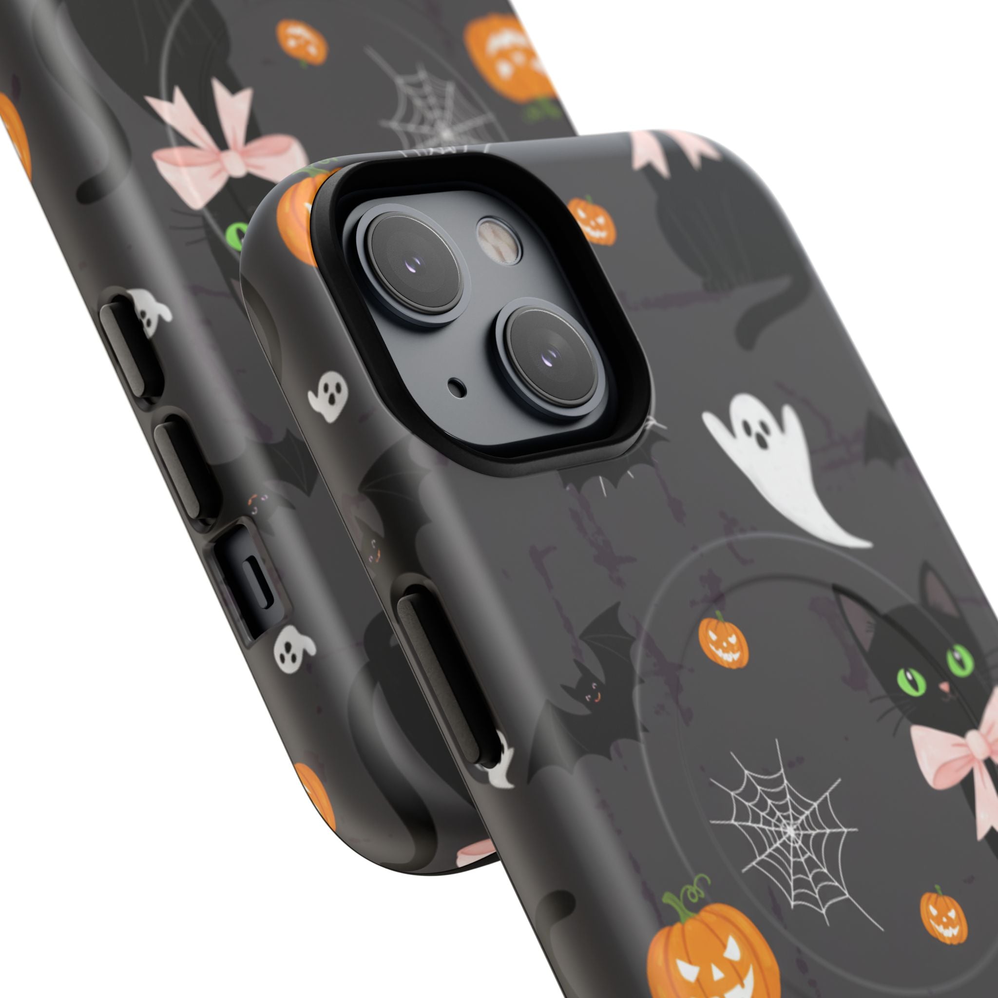 Spooky Halloween Phone Case, Tough Cases for Halloween Lovers, Cat & Ghost Design, Creative Phone Accessories