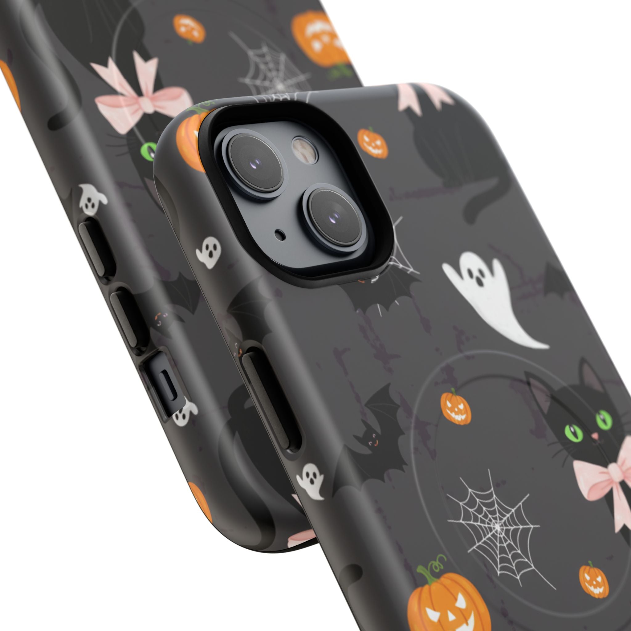 Spooky Halloween Phone Case, Tough Cases for Halloween Lovers, Cat & Ghost Design, Creative Phone Accessories