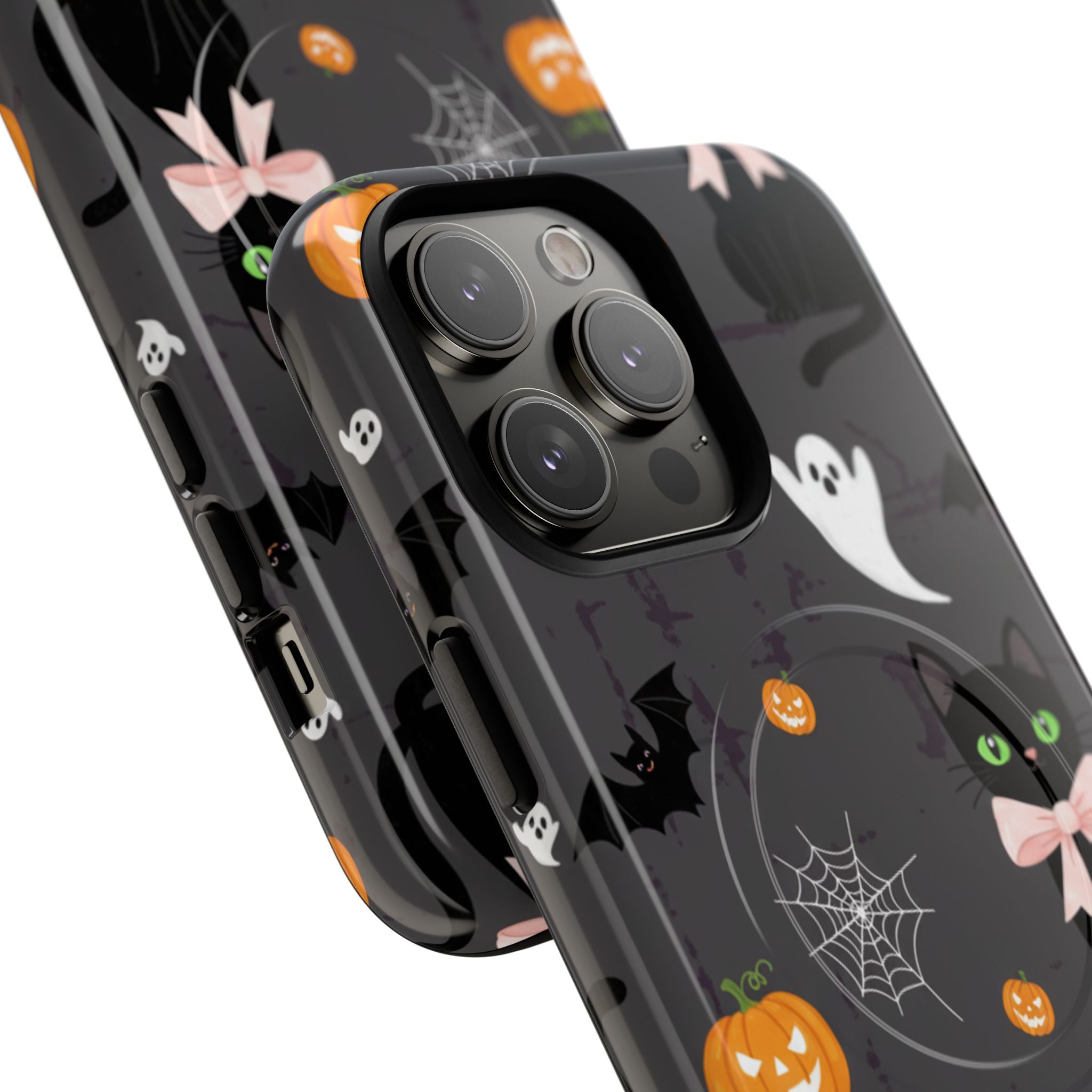 Spooky Halloween Phone Case, Tough Cases for Halloween Lovers, Cat & Ghost Design, Creative Phone Accessories