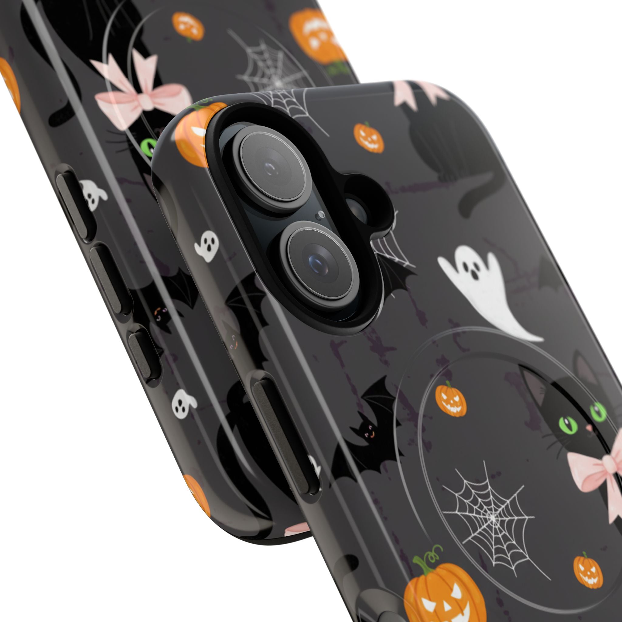 Spooky Halloween Phone Case, Tough Cases for Halloween Lovers, Cat & Ghost Design, Creative Phone Accessories