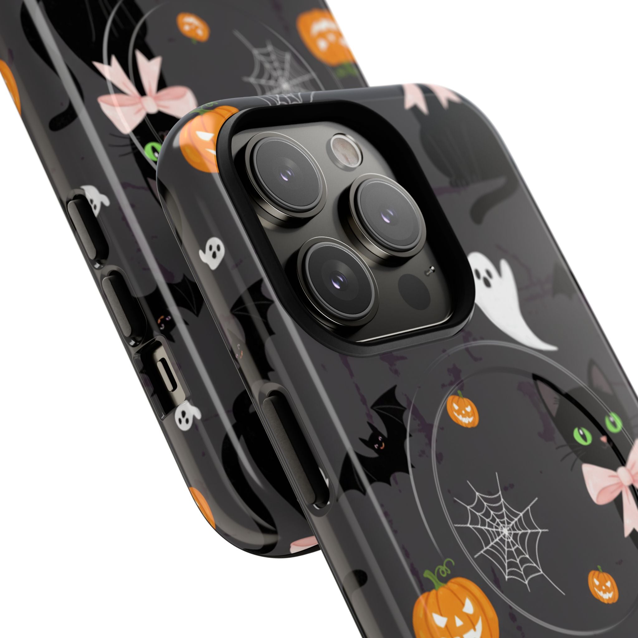 Spooky Halloween Phone Case, Tough Cases for Halloween Lovers, Cat & Ghost Design, Creative Phone Accessories
