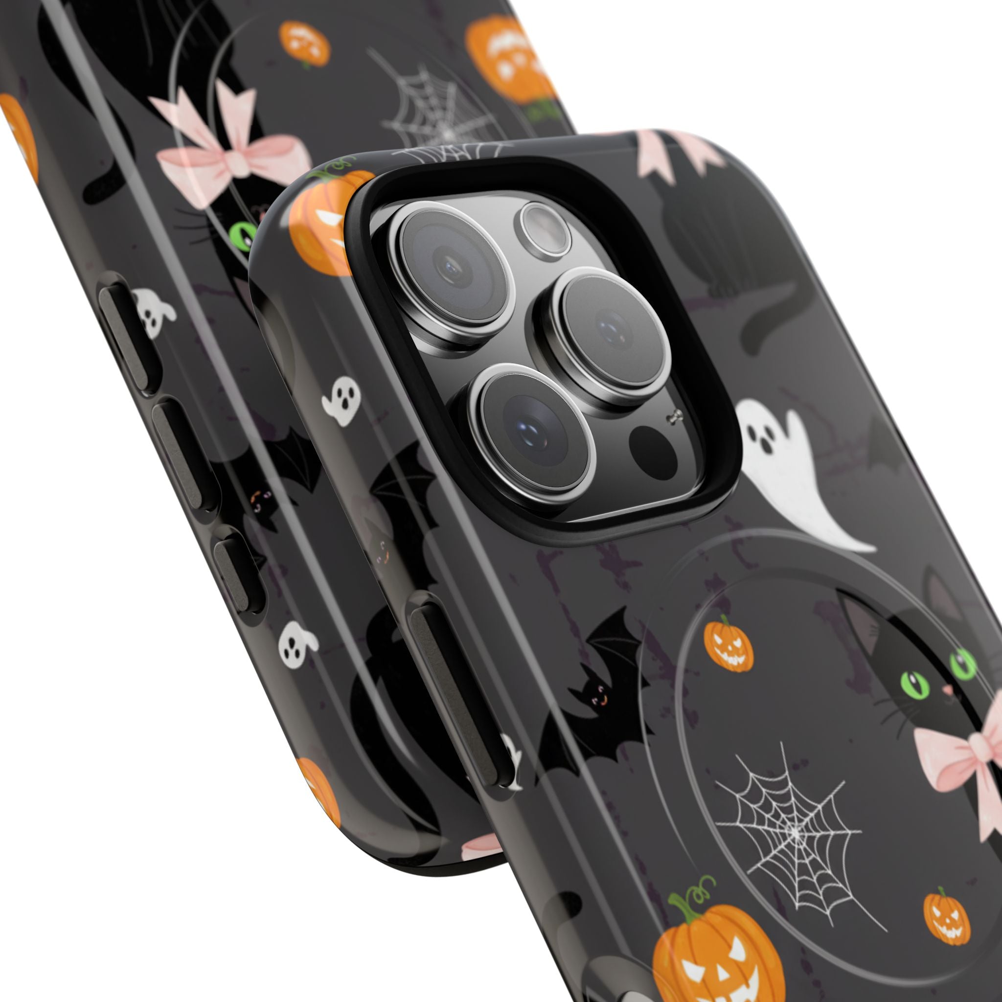 Spooky Halloween Phone Case, Tough Cases for Halloween Lovers, Cat & Ghost Design, Creative Phone Accessories