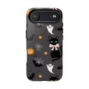 Spooky Halloween Phone Case, Tough Cases for Halloween Lovers, Cat & Ghost Design, Creative Phone Accessories