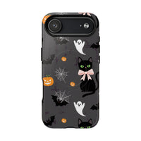 Spooky Halloween Phone Case, Tough Cases for Halloween Lovers, Cat & Ghost Design, Creative Phone Accessories