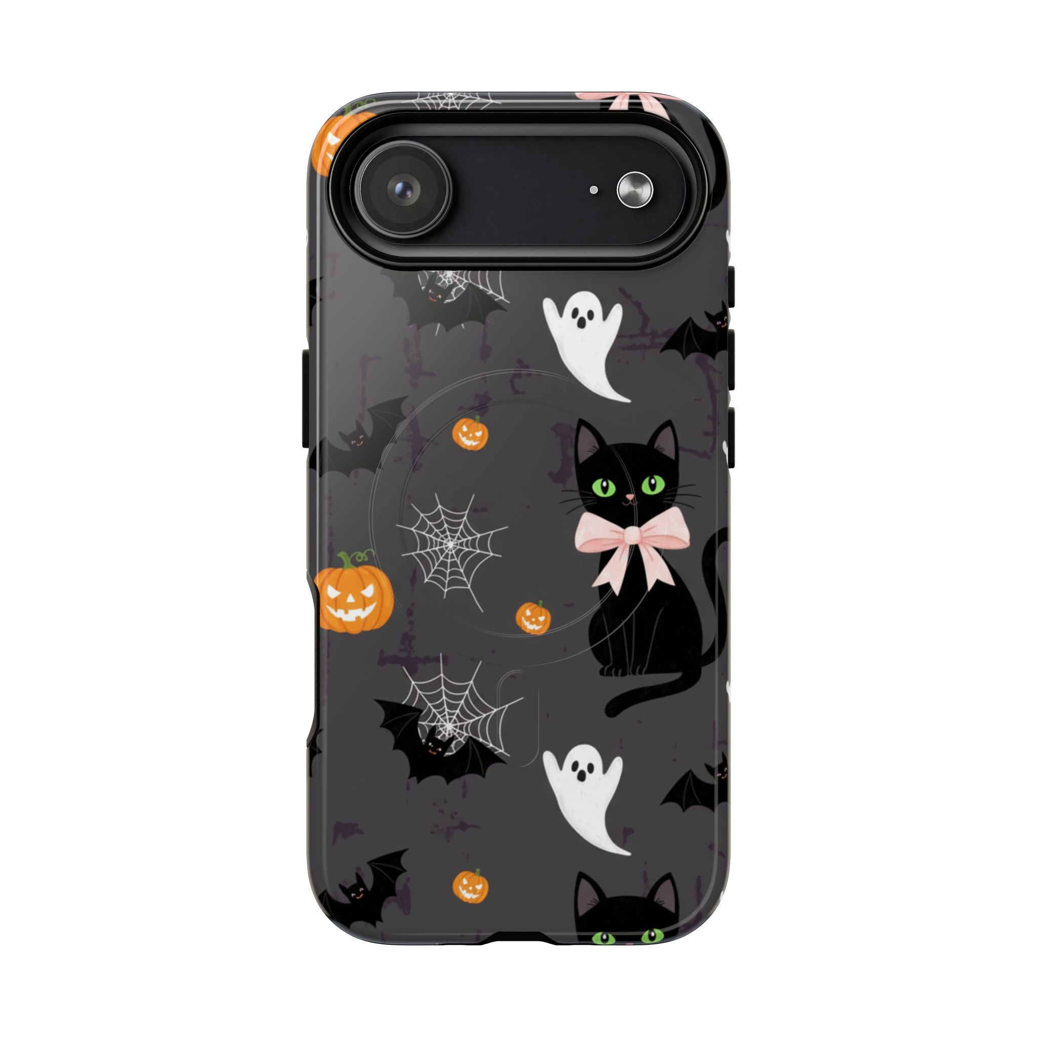 Spooky Halloween Phone Case, Tough Cases for Halloween Lovers, Cat & Ghost Design, Creative Phone Accessories