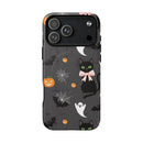 Spooky Halloween Phone Case, Tough Cases for Halloween Lovers, Cat & Ghost Design, Creative Phone Accessories