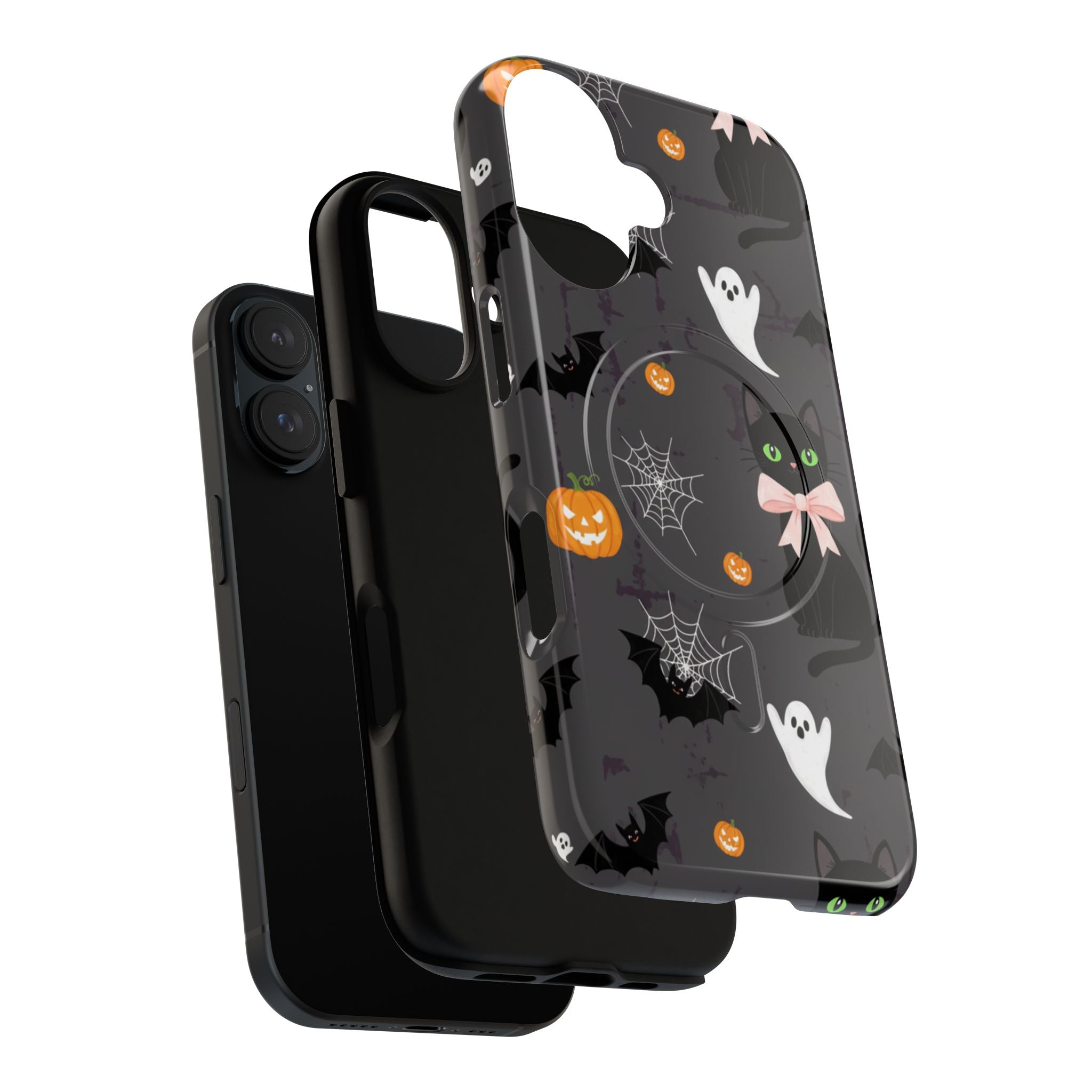 Spooky Halloween Phone Case, Tough Cases for Halloween Lovers, Cat & Ghost Design, Creative Phone Accessories