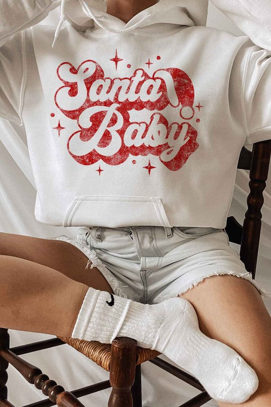 SANTA BABY CHRISTMAS GRAPHIC HOODIE PLUS SIZE