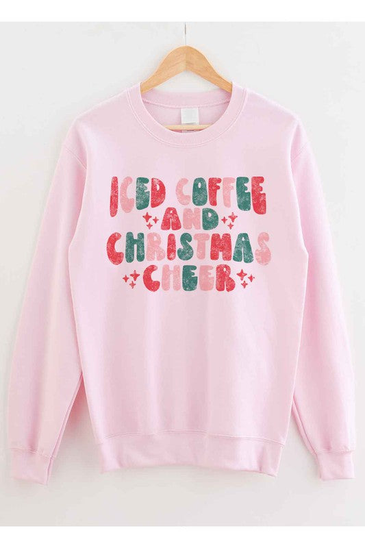 ICED COFFEE CHEERS GRAPHIC PLUS SIZE SWEATSHIRT