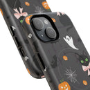 Spooky Halloween Phone Case, Tough Cases for Halloween Lovers, Cat & Ghost Design, Creative Phone Accessories