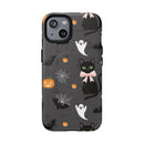 Spooky Halloween Phone Case, Tough Cases for Halloween Lovers, Cat & Ghost Design, Creative Phone Accessories