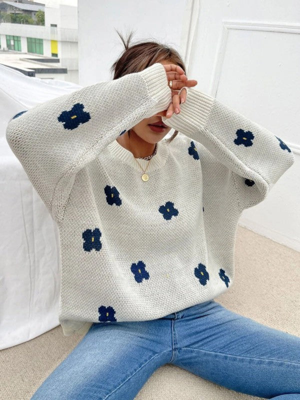 Flower knit sweater