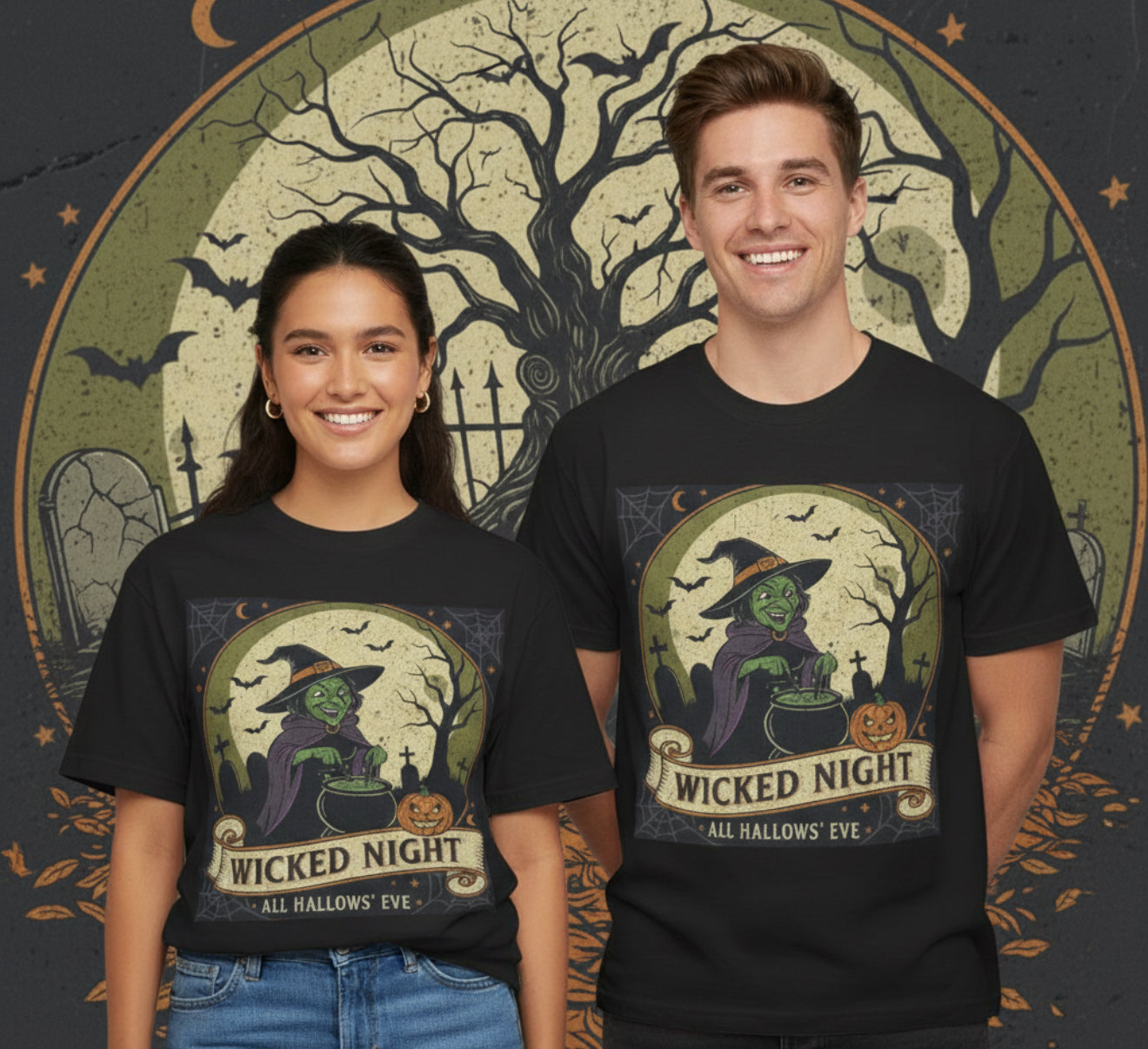 Wicked Night Oversized Tee, Halloween T-Shirt, Unisex Boxy Top, Spooky Graphic Tee, Comfortable Casual Wear, Halloween Costume