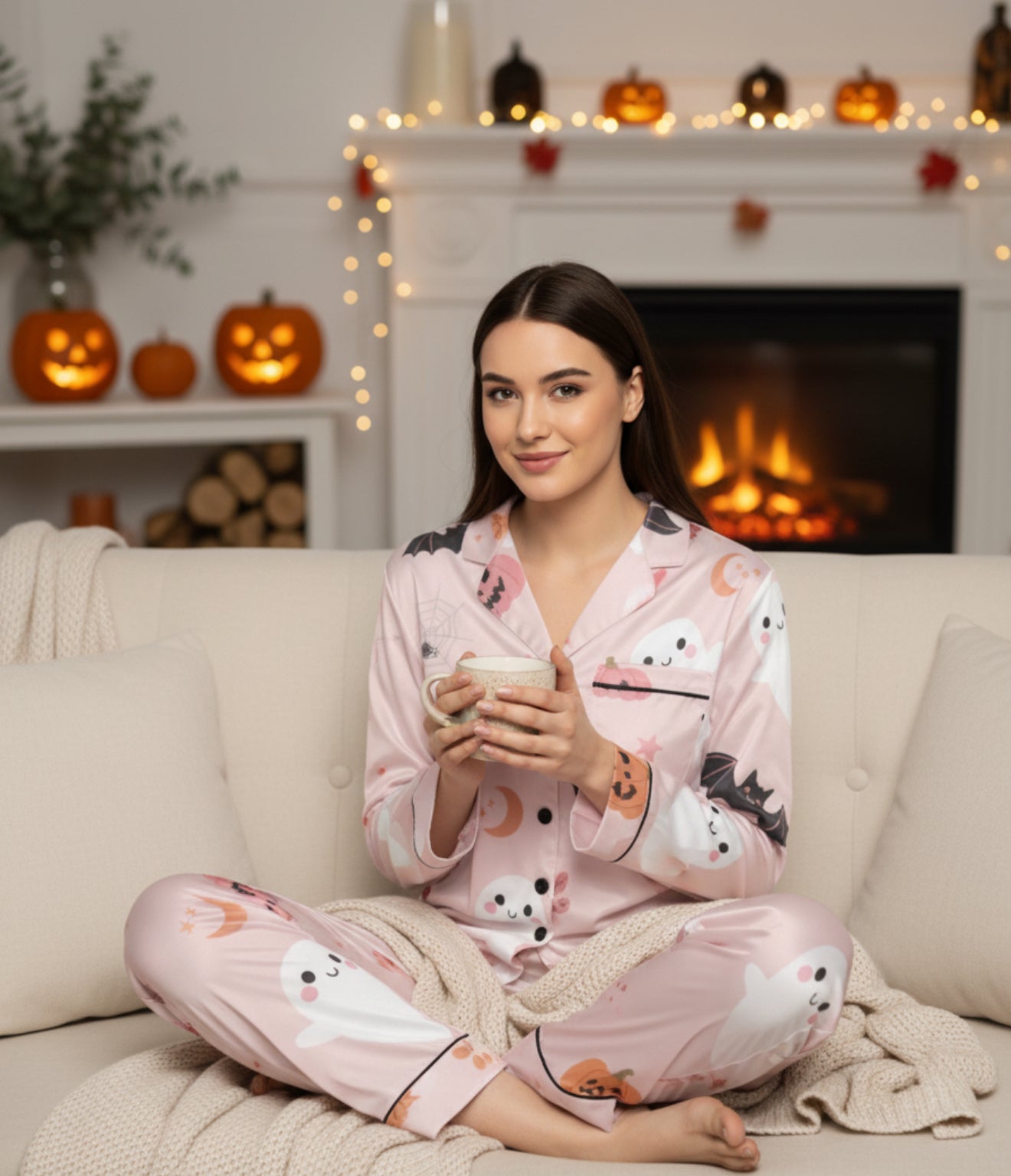 Copy of Women's Satin Pajamas - Cute Halloween Pajamas
