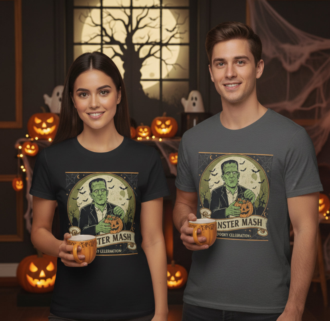 Halloween Monster Mash Tee, Unisex Oversized T-Shirt, Spooky Celebration Shirt, Halloween Party Wear, Unique Gift for Fall Festivities